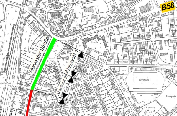 Datei:Karte Sanierung Hervester Straße 1und2er Abschnitt.jpg