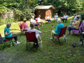 Im Sommer trainieren wir auch mal im Garten hinter der Kirche